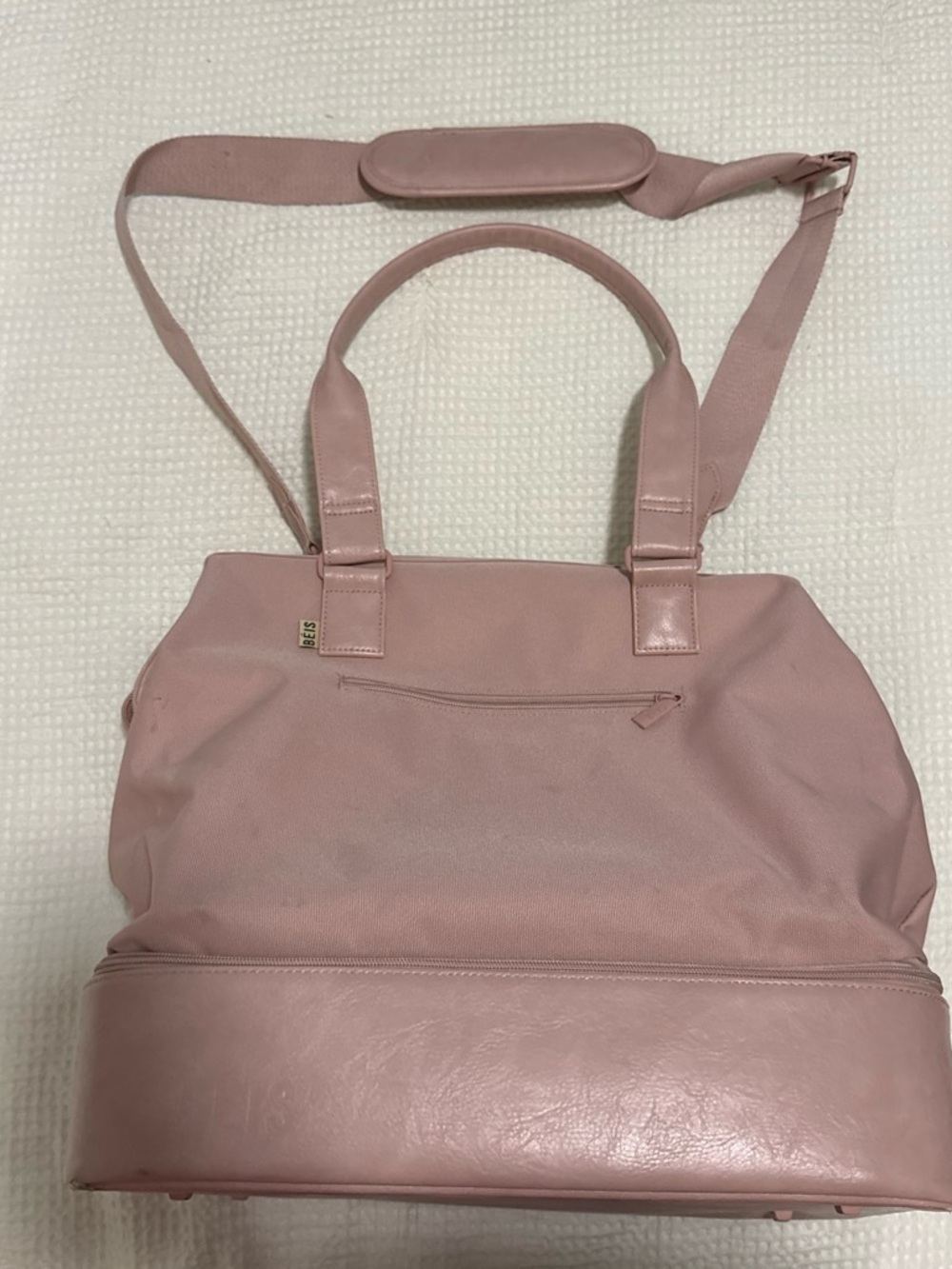 BEIS Blush Pink Travel Tote with Detachable Shoulder Strap